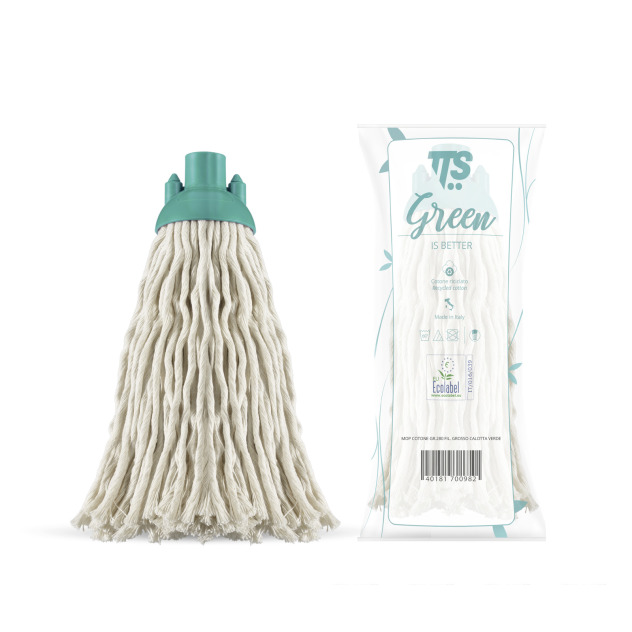 Ecolabel katoenen dweil met dik garen met universele schroefaansluiting