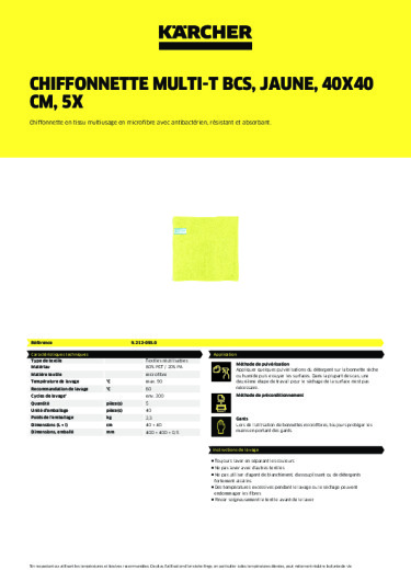 Informations sur le produit